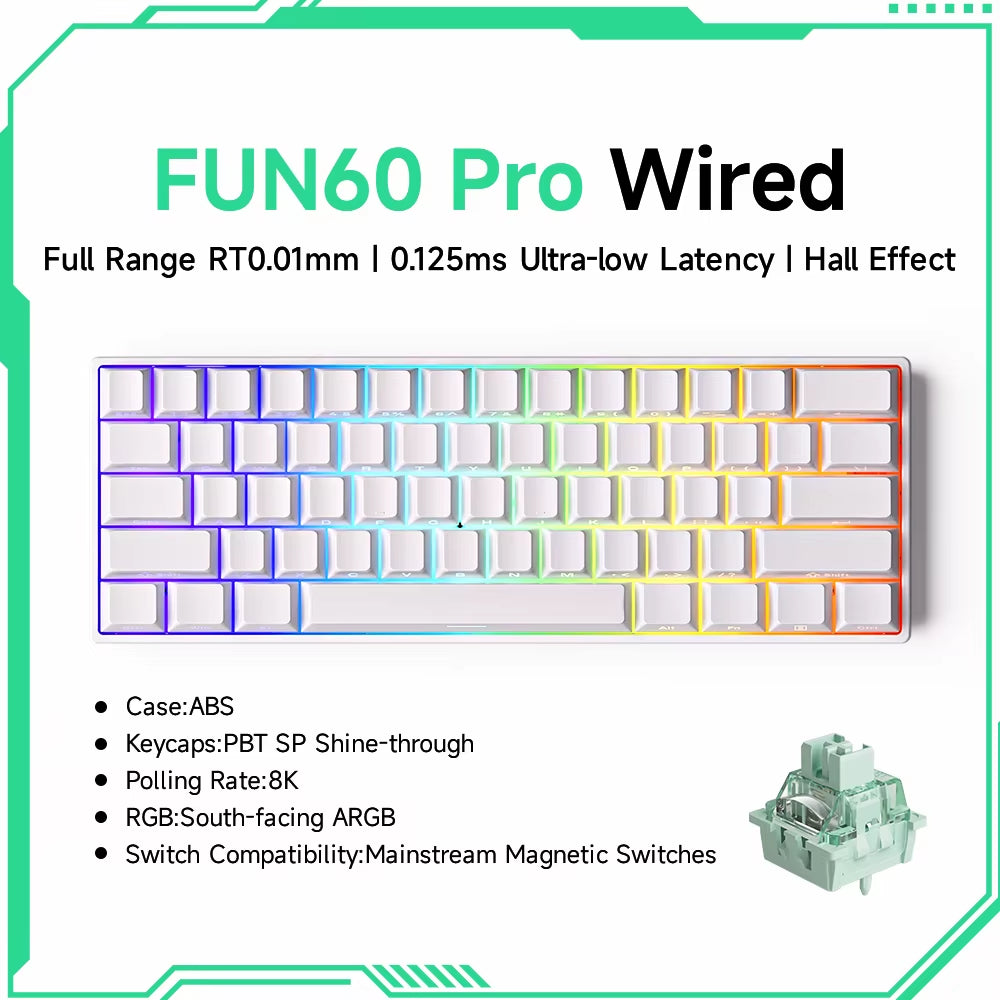 MONSGEEK FUN60 PRO&MAX Mechanical Keyboard with Magnetic Switches - 60% Wireless Gaming Keyboard with Rapid Trigger and 8K ARGB Customization