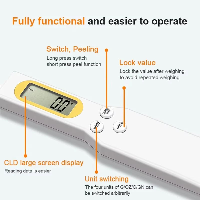 Digital Food Measuring Scoop Scale Electronic Kitchen Measuring Spoon Scale for Cooking Baking Smart Adjustable Measure Cup