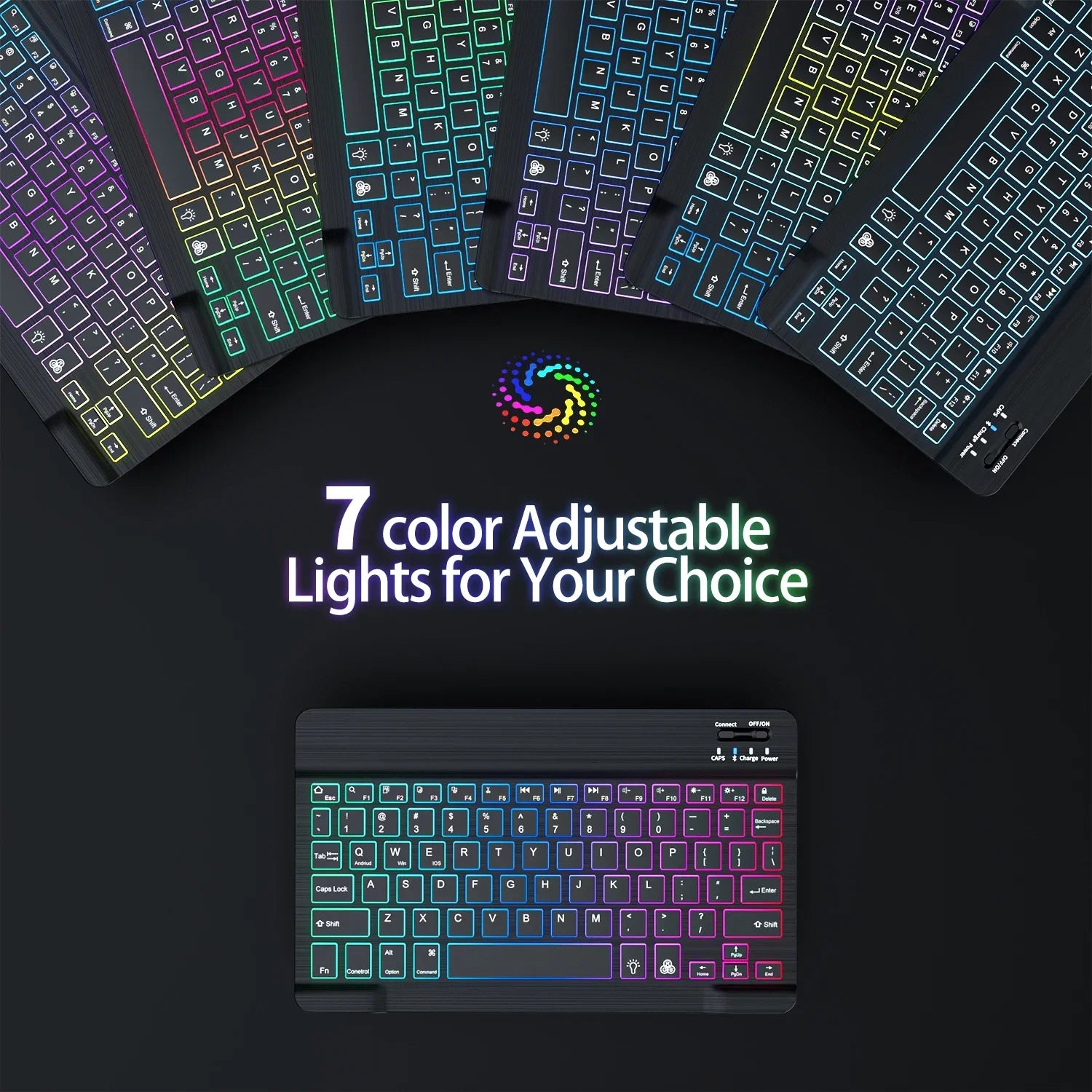 10Inch Backlit RGB Bluetooth Keyboard Wireless Mouse Mini for Spanish Russian Keyboard RGB Backlit Rechargeable Keyboard Mouse