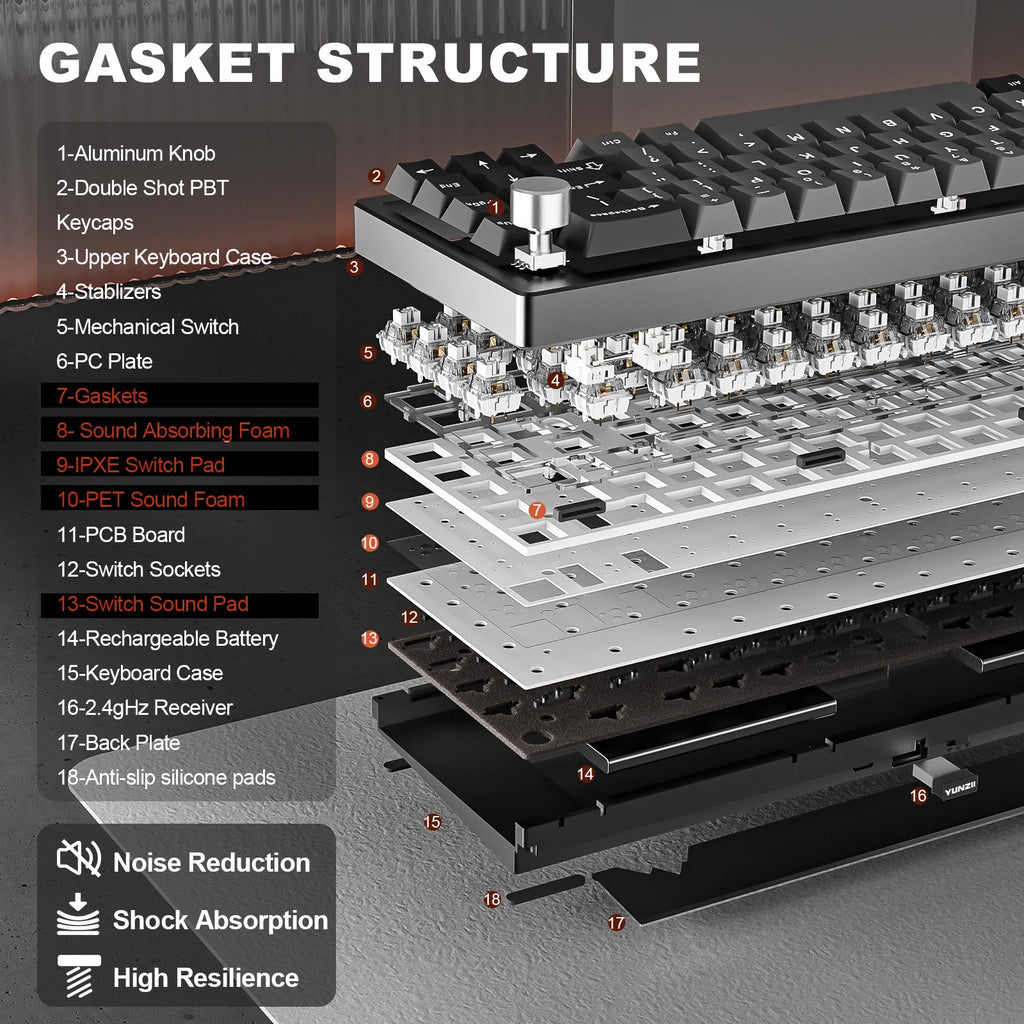 AL68 Silver Wireless Custom Mechanical Keyboard, QMK/VIA Aluminum Keyboard, Hot Swap Gasket Gaming Keyboard with Knob